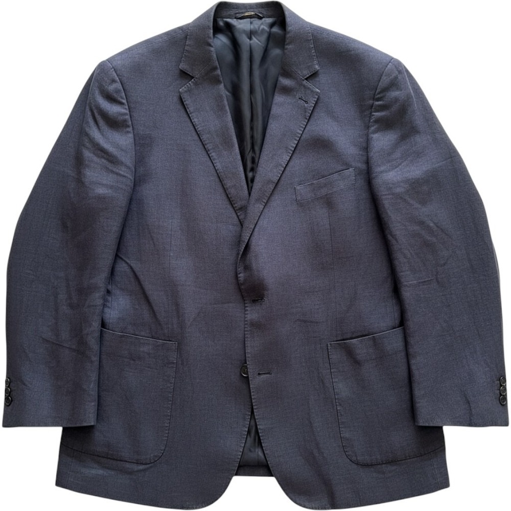 Oak Hill Blazer Men 3XL 54/56R Navy Blue Linen Blend Sport Coat Casual Classic